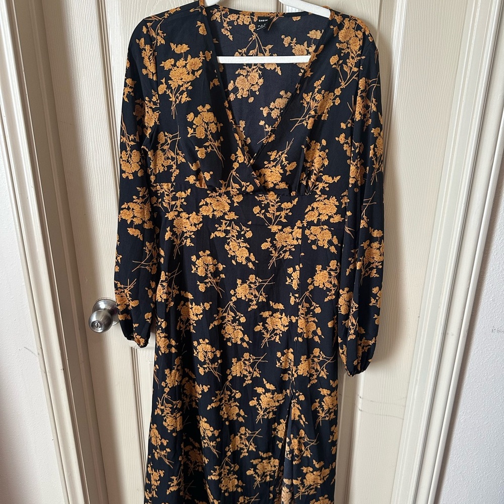 Floral Black and Gold Dress